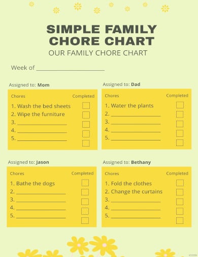 14+ Family Chore Chart Templates - PDF, DOC, Excel