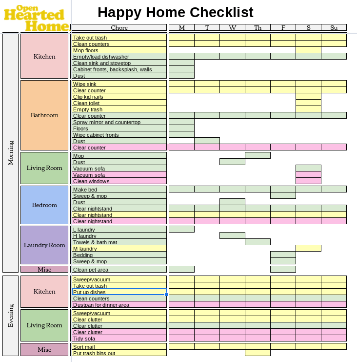 printable chore charts for families