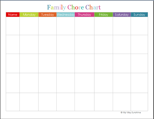 printable chore charts for families
