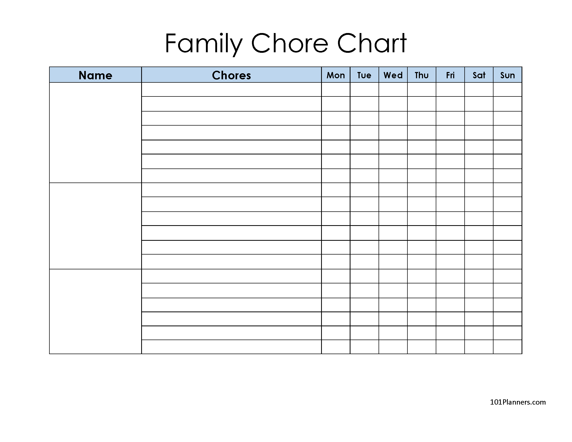printable chore charts for families