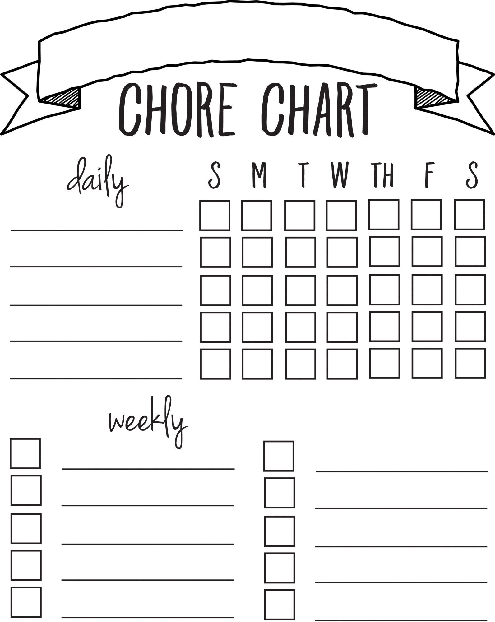 printable chore charts for home