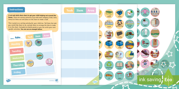 Chore Chart For Home - Chore Checklist Template - Twinkl