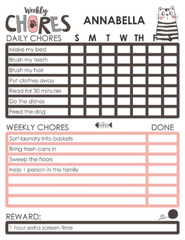printable chore charts for teens