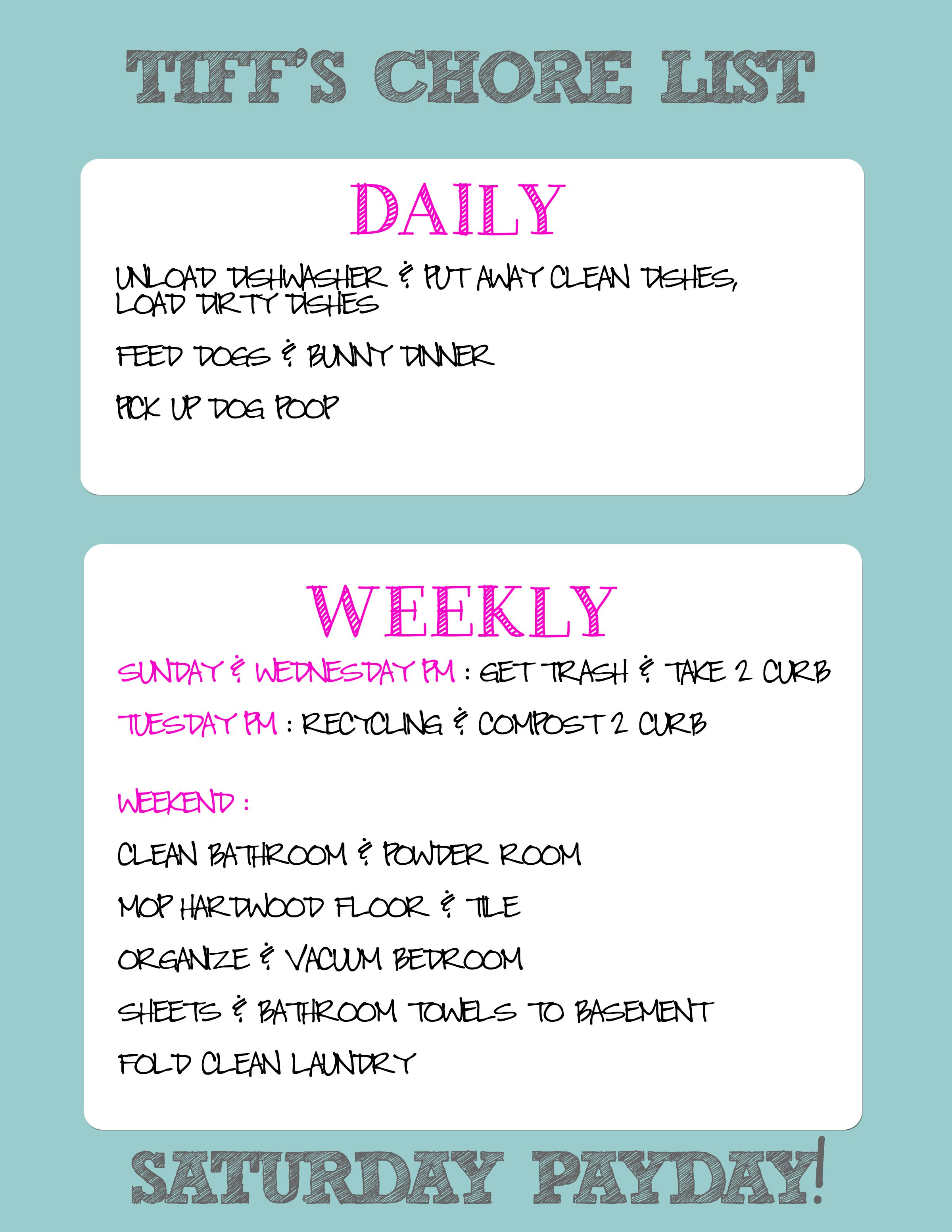 printable chore charts for teens