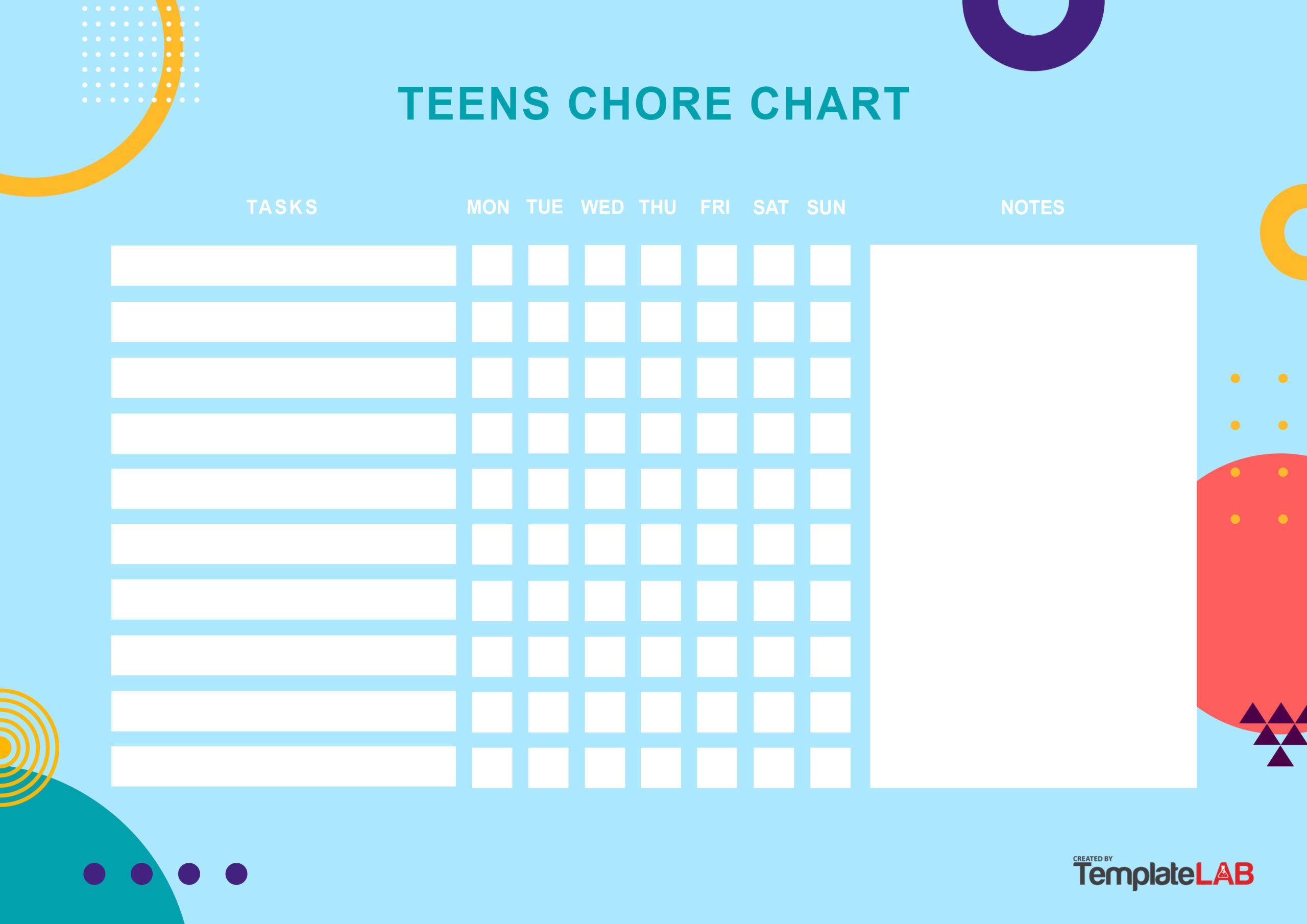 printable chore charts for teens