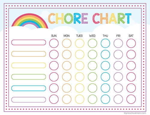 printable chore incentive charts