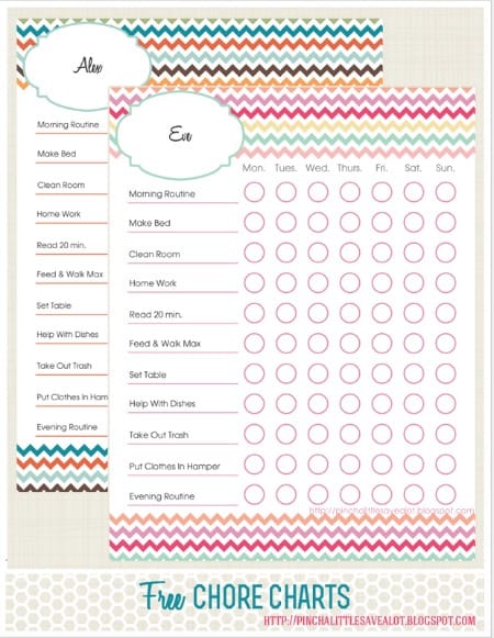 printable chore list for 7 year old