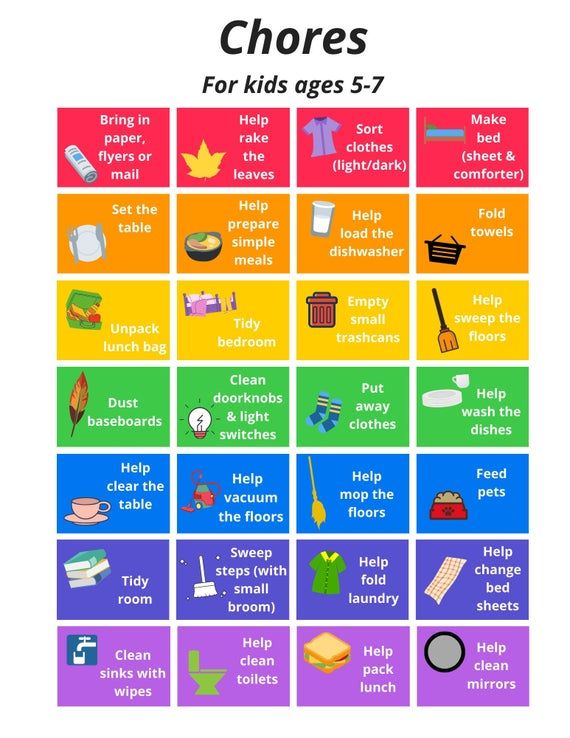 printable chore list for 7 year old