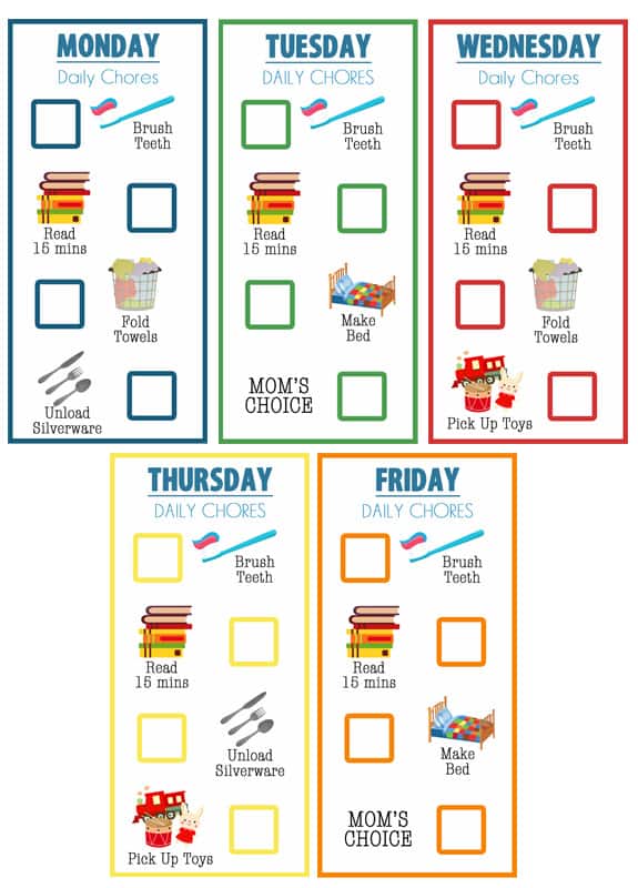Printable Chore Chart for Kids - Toddlers &  Up! - Over The Big Moon