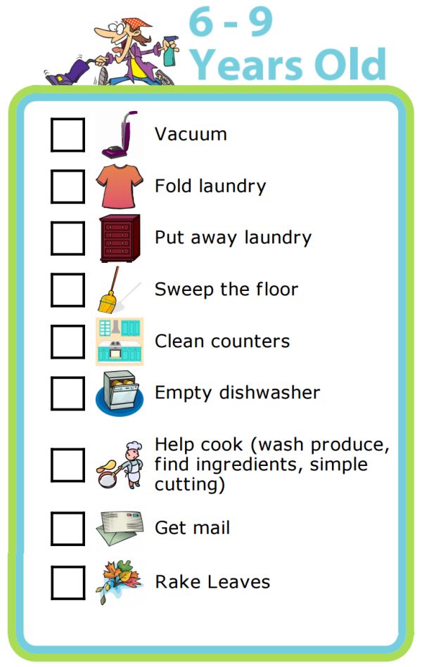 printable chore list for 9 year old
