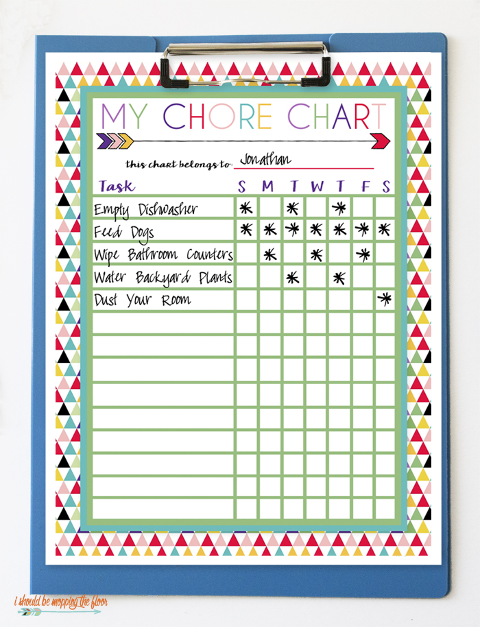 Free Printable Chore Charts for Kids | i should be mopping the floor