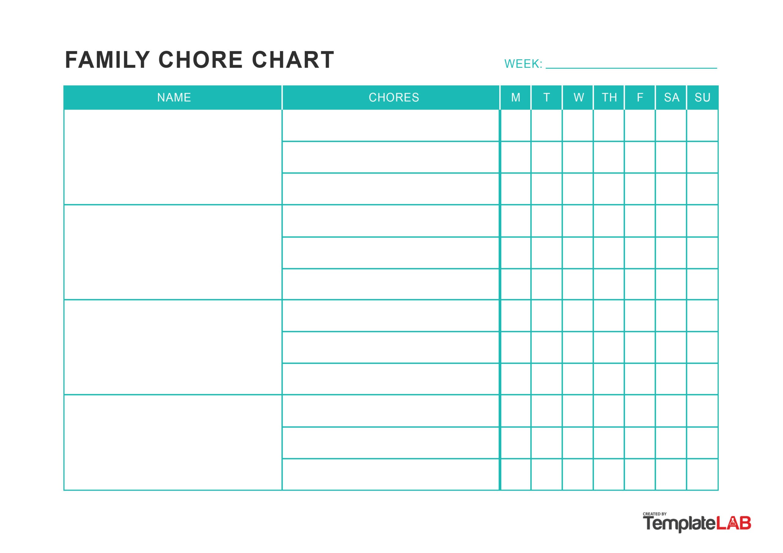 printable chore list