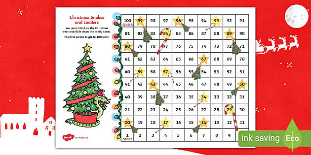 Christmas Snakes and Ladders Board Game (Teacher-Made)