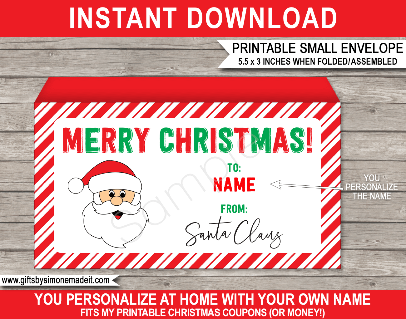printable christmas envelopes from santa