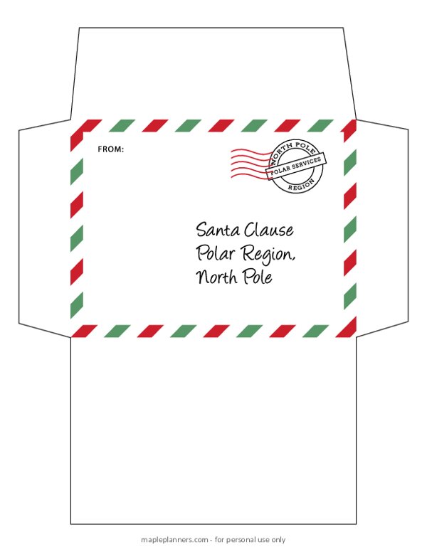 printable christmas envelopes from santa
