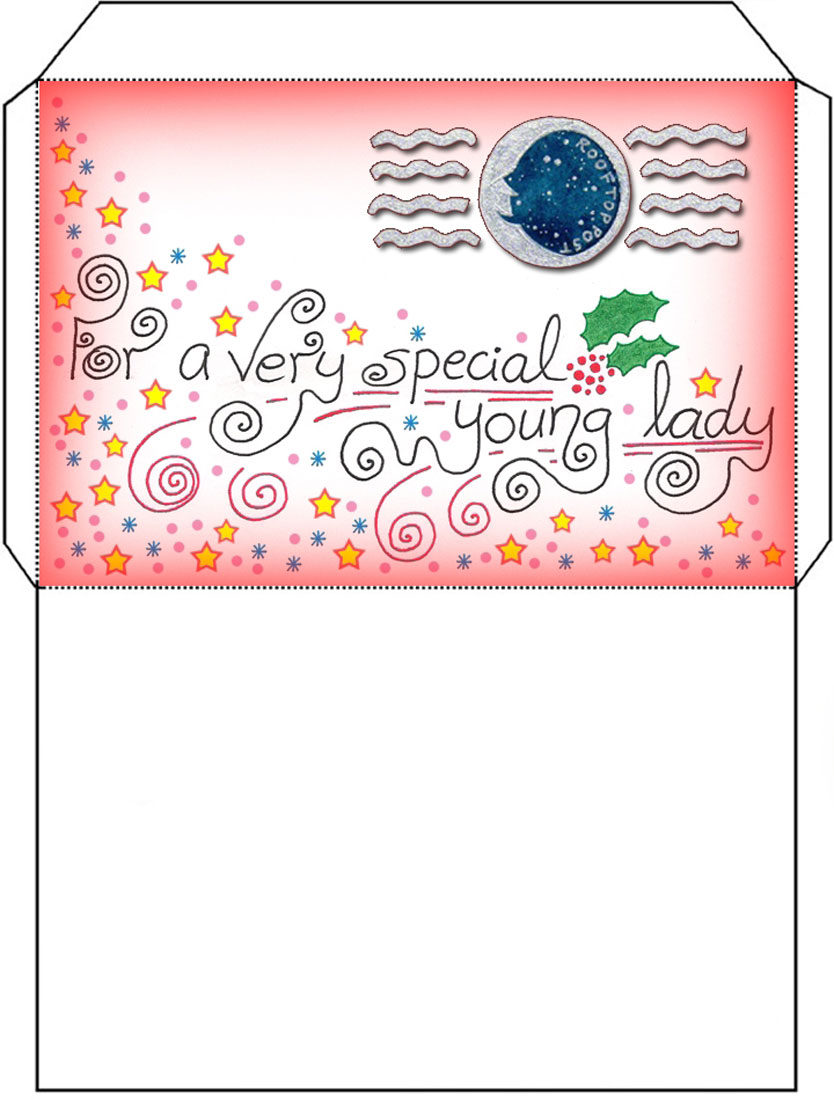 Father Christmas / Santa Letter Envelope For a Girl - Rooftop Post ...