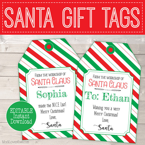 printable christmas gift tags santa