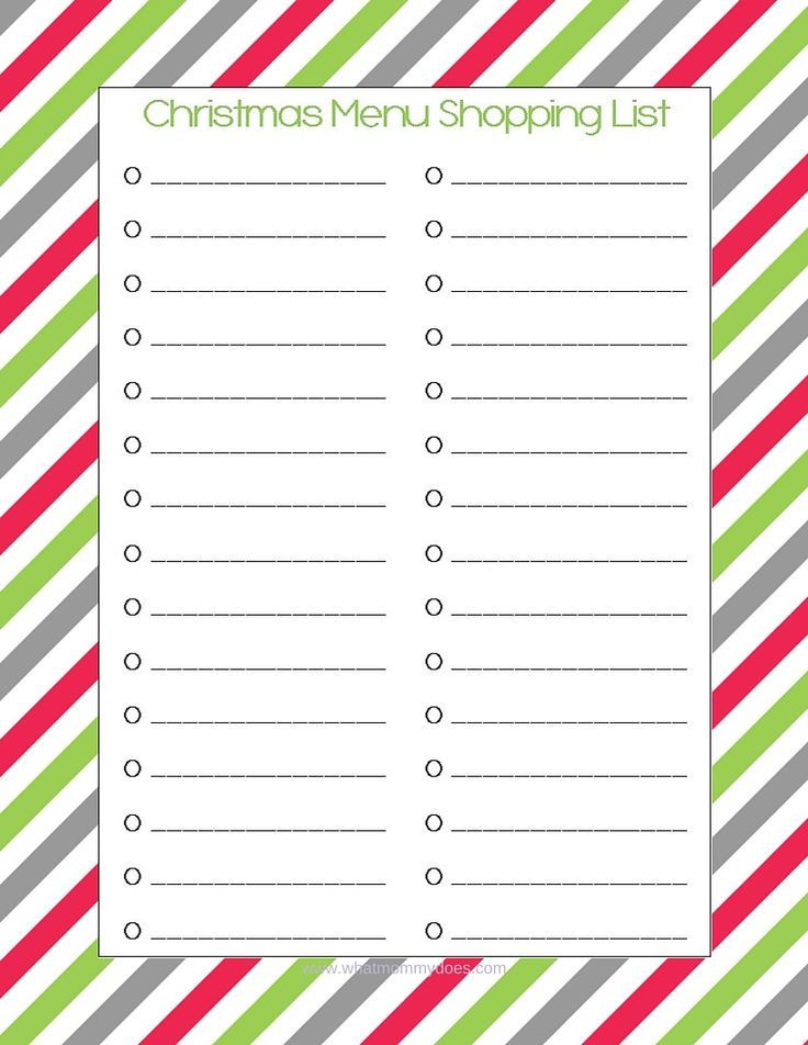 printable christmas grocery list
