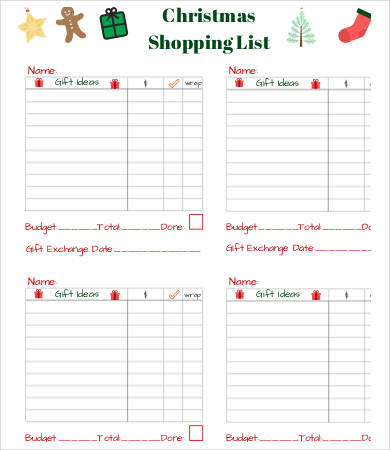 printable christmas grocery list