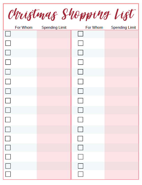 printable christmas grocery list