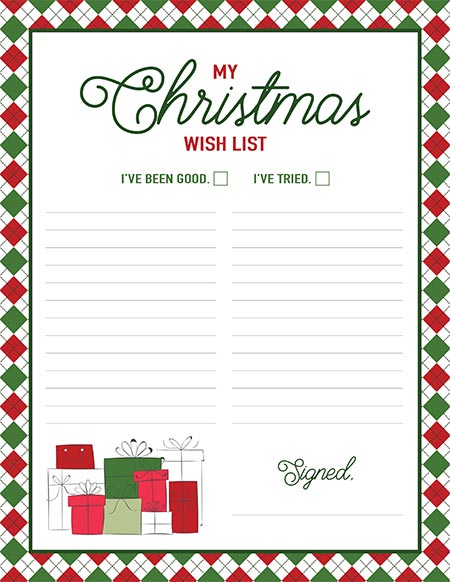 Printable Christmas List Templates Live Craft Eat Worksheets Library