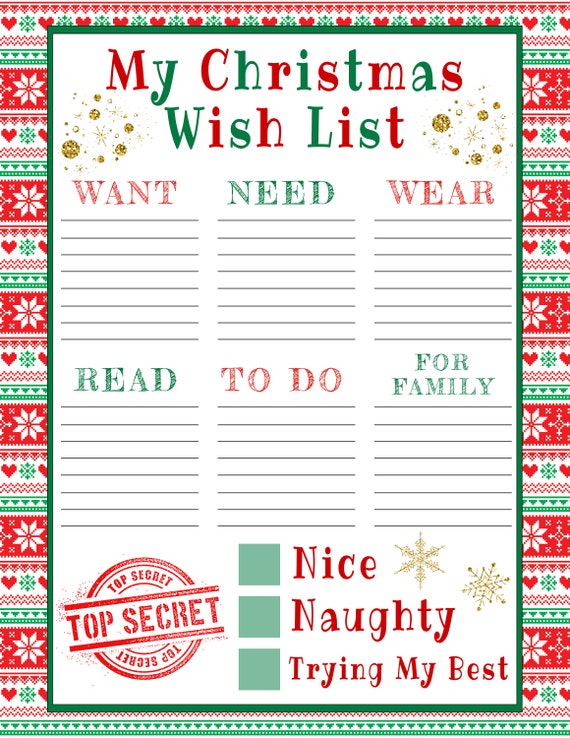 printable christmas list