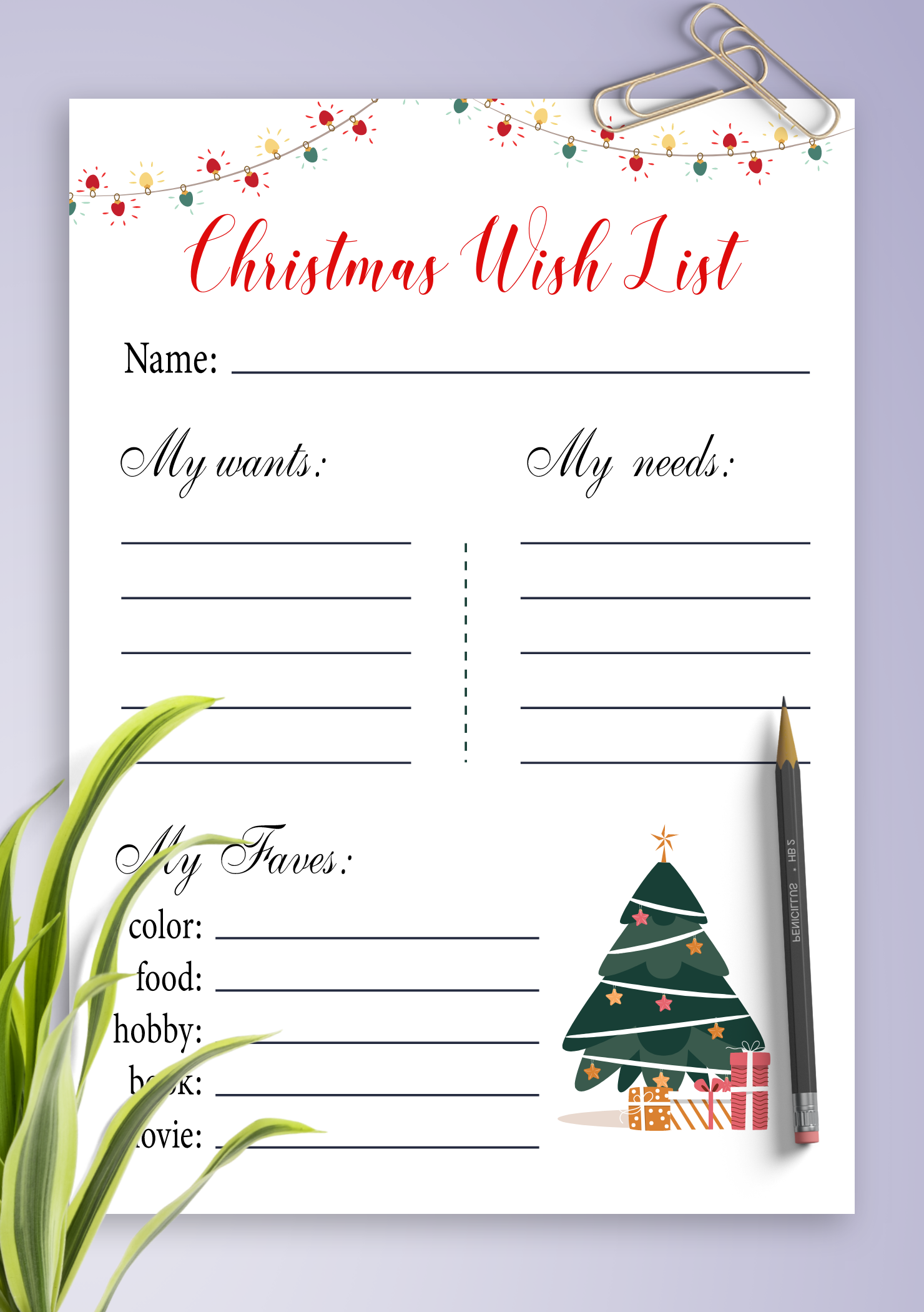 printable christmas list