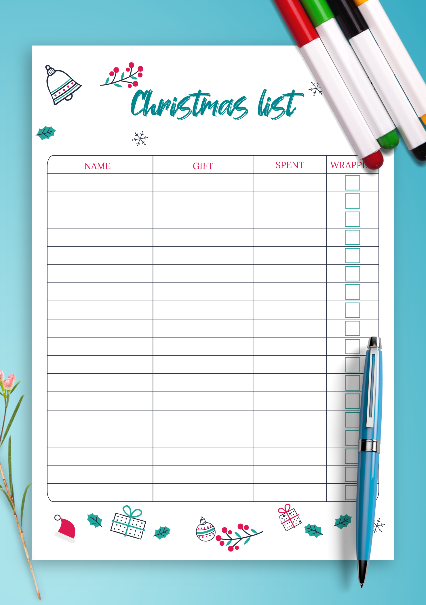 Download Printable Classic White Christmas List Template PDF Download Printable Classic White Christmas List Template PDF