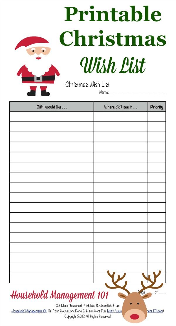 printable christmas list