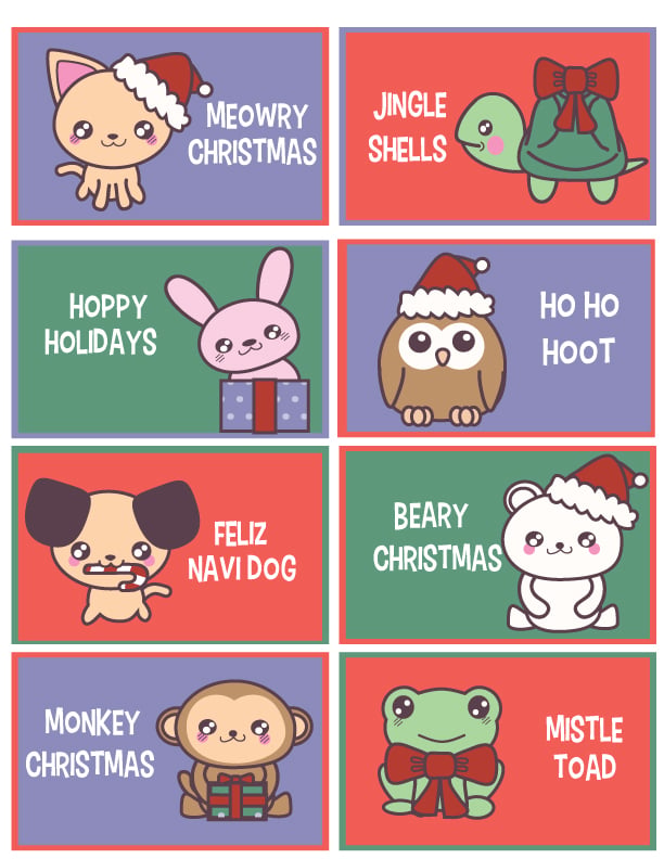Free Printable: Funny Christmas Animal Lunch Box Notes | Remodelaholic