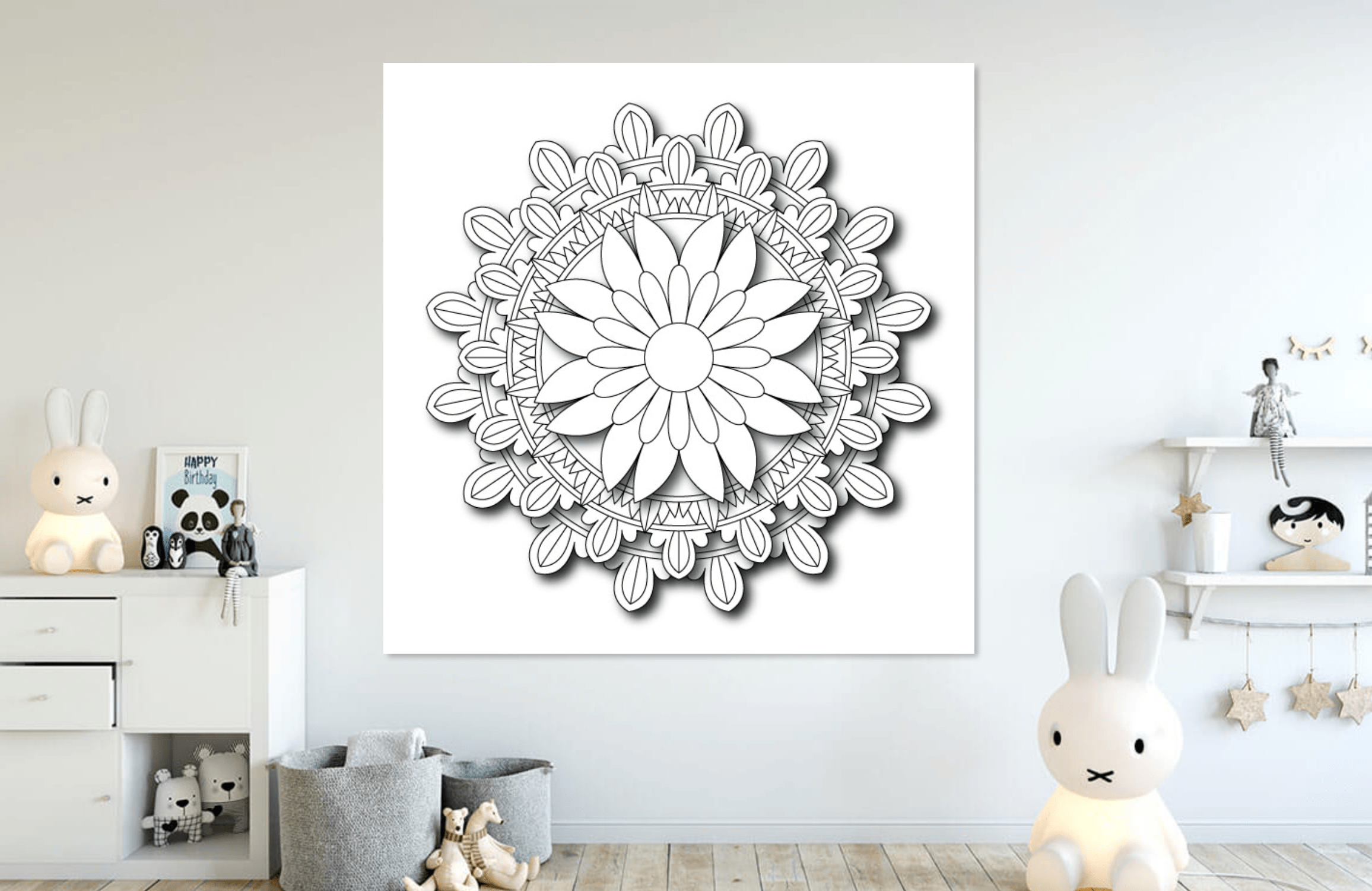 Printable Collaborative Wall Mural Mandala 5ft x 5ft PDF instant ...