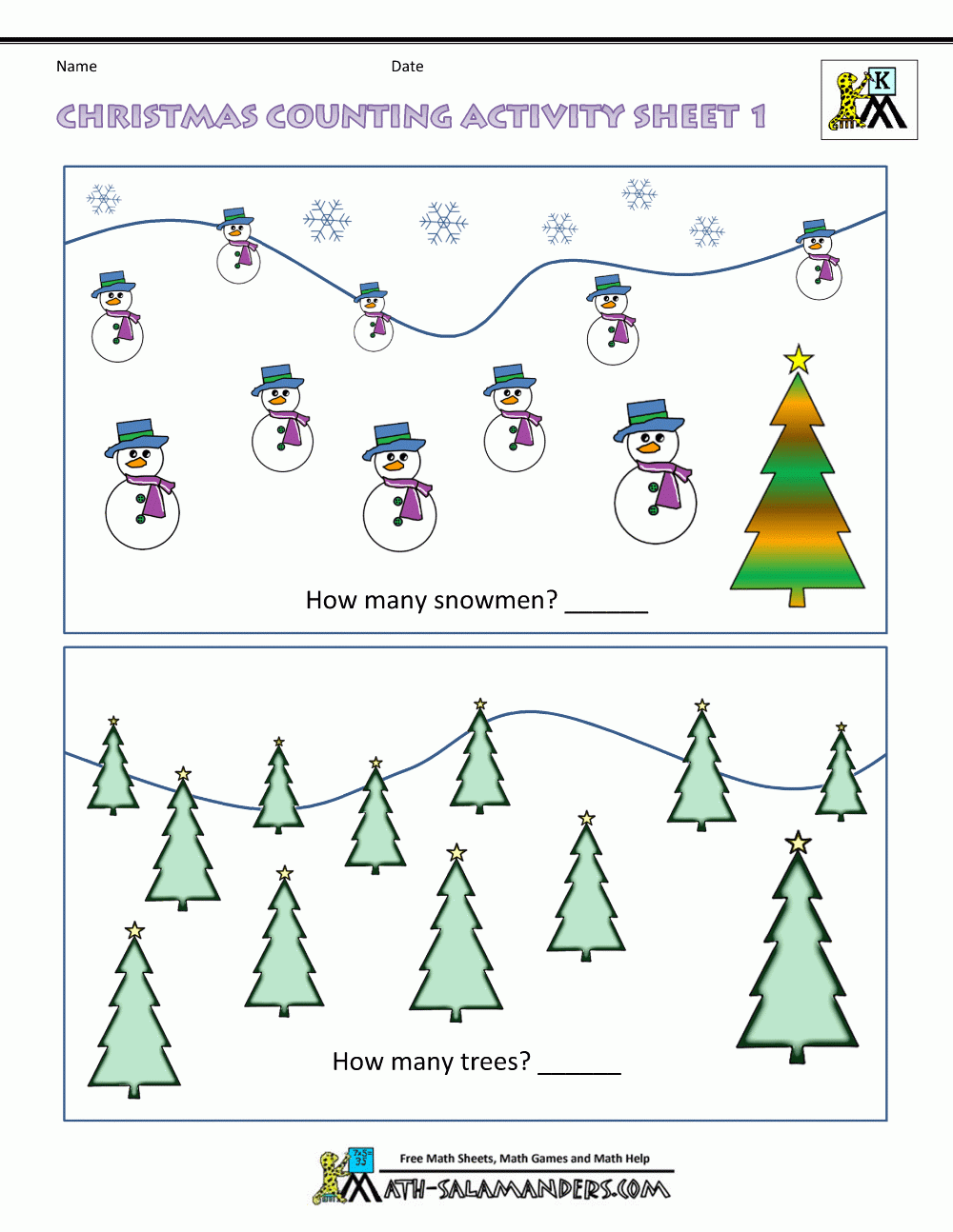 Printable Christmas Math Worksheets