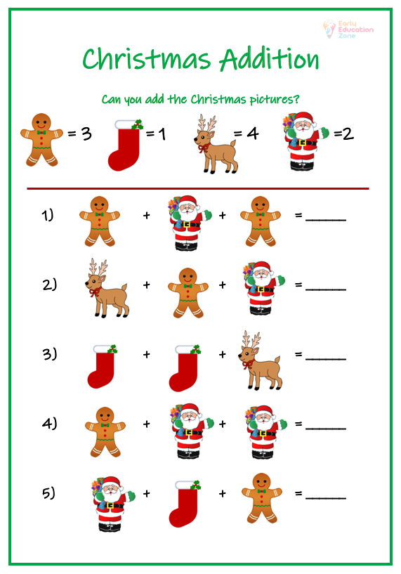 printable christmas math worksheet