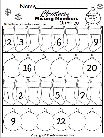 Free Christmas Write the missing numbers (1 to 20) - Free ...