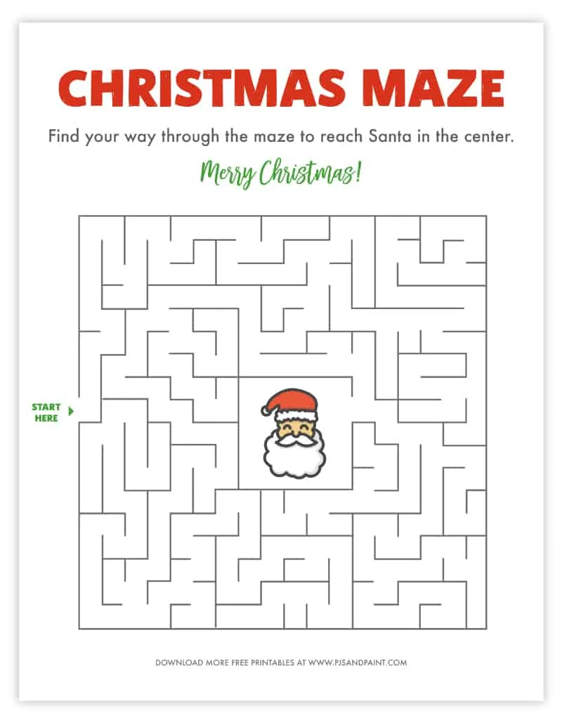 printable christmas mazes for preschoolers