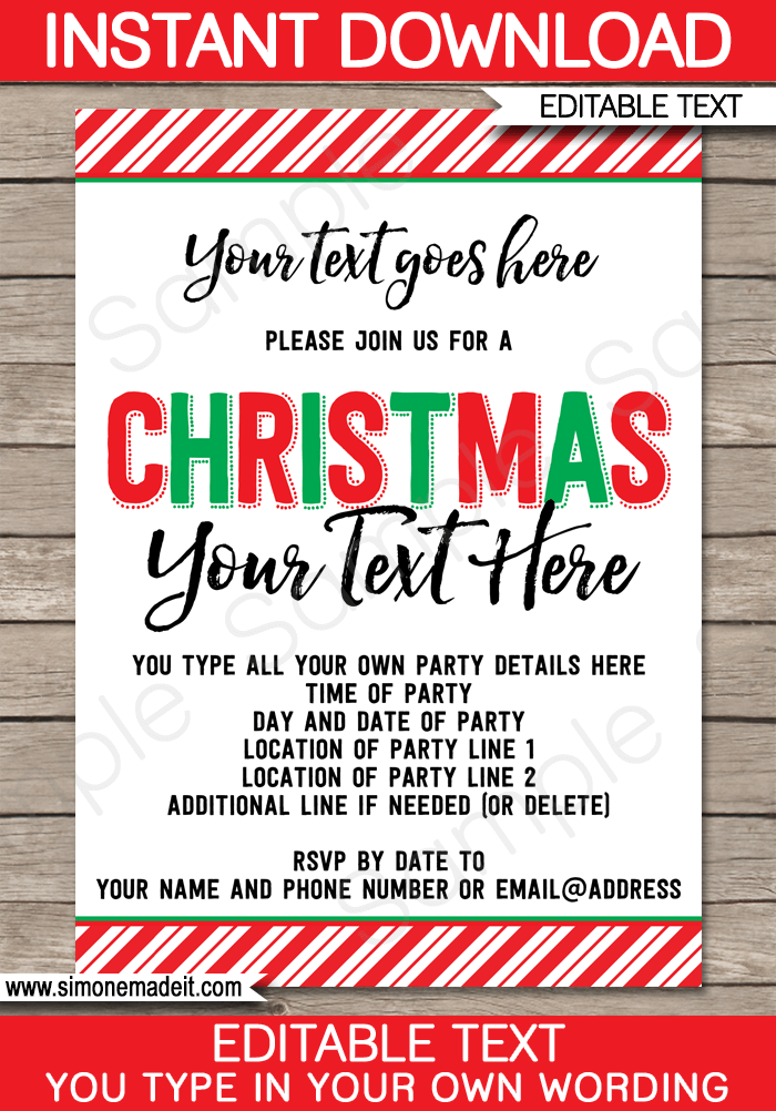 Christmas Party Invitations Template - red &  green