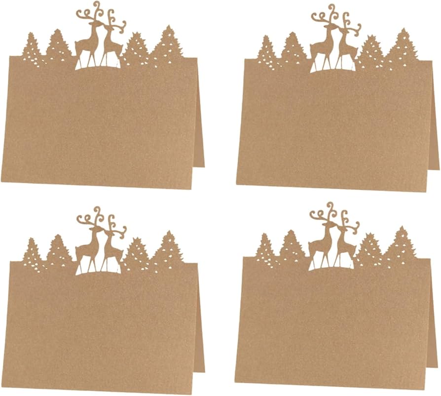 60 Pack Christmas Kraft Table Cards Name Place Cards Foldable ...