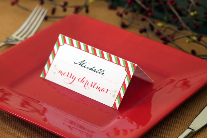 printable christmas place name cards