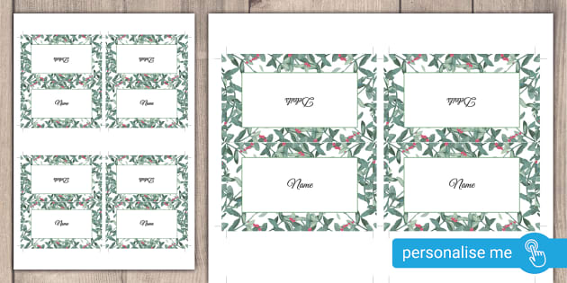 Christmas Holly Place Cards (teacher made) - Twinkl