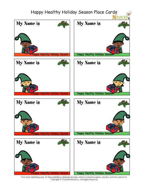 printable christmas place name cards