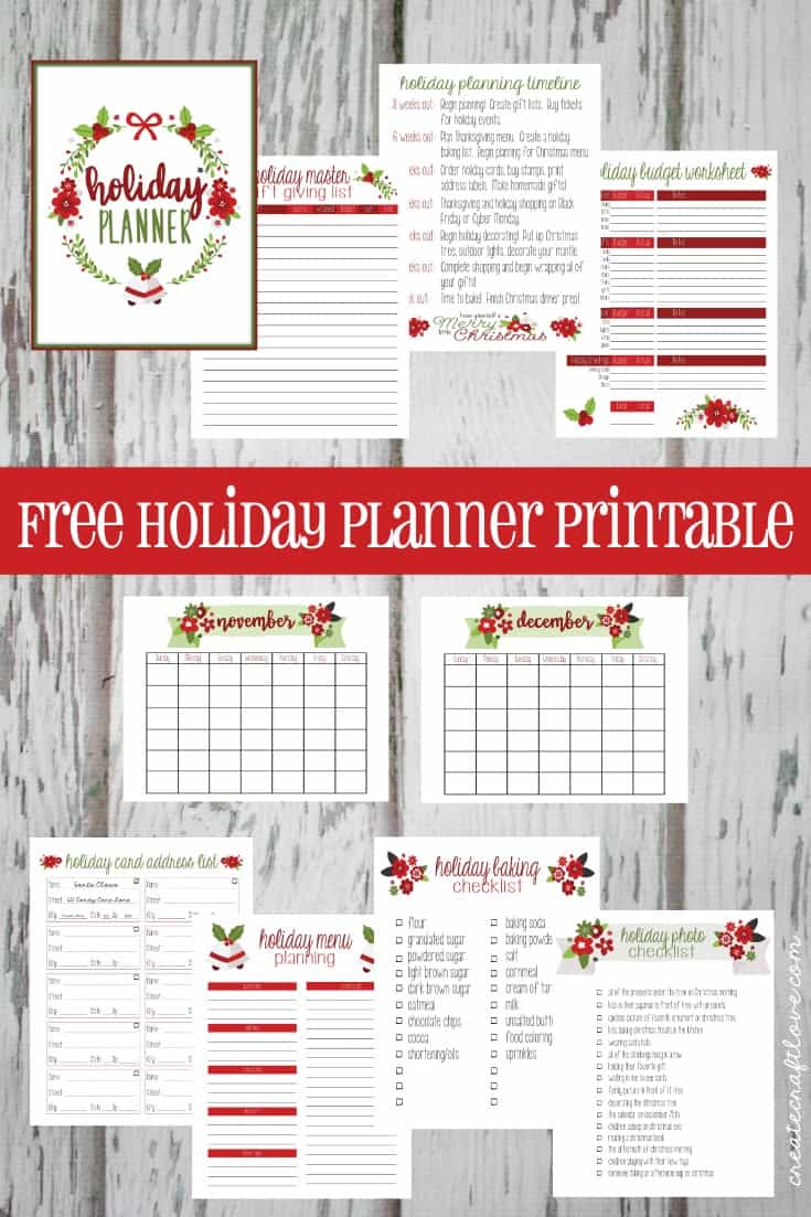 Holiday Planner Printable (Free Download) - CreateCraftLove