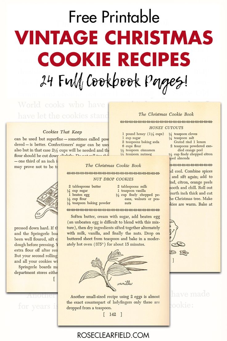 Free Vintage Christmas Cookie Recipe Pages