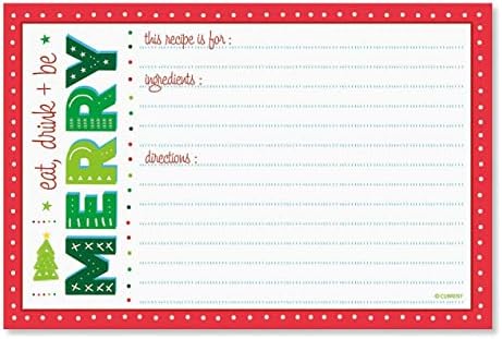 Merry Christmas Recipe Cards, 4x6 Inch, Set of 48 uncoated blank recipe  cards, Large Index Card Fits Standard Recipe Box, Single-sided, Set of 48  ...