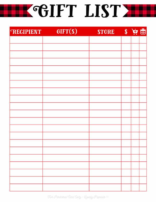printable christmas shopping list template
