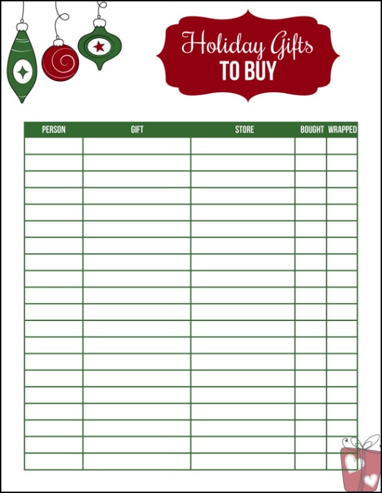 printable christmas shopping list template