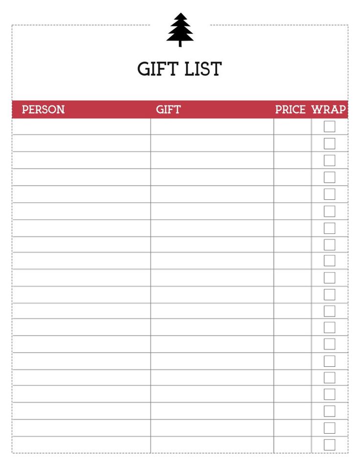 printable christmas shopping lists