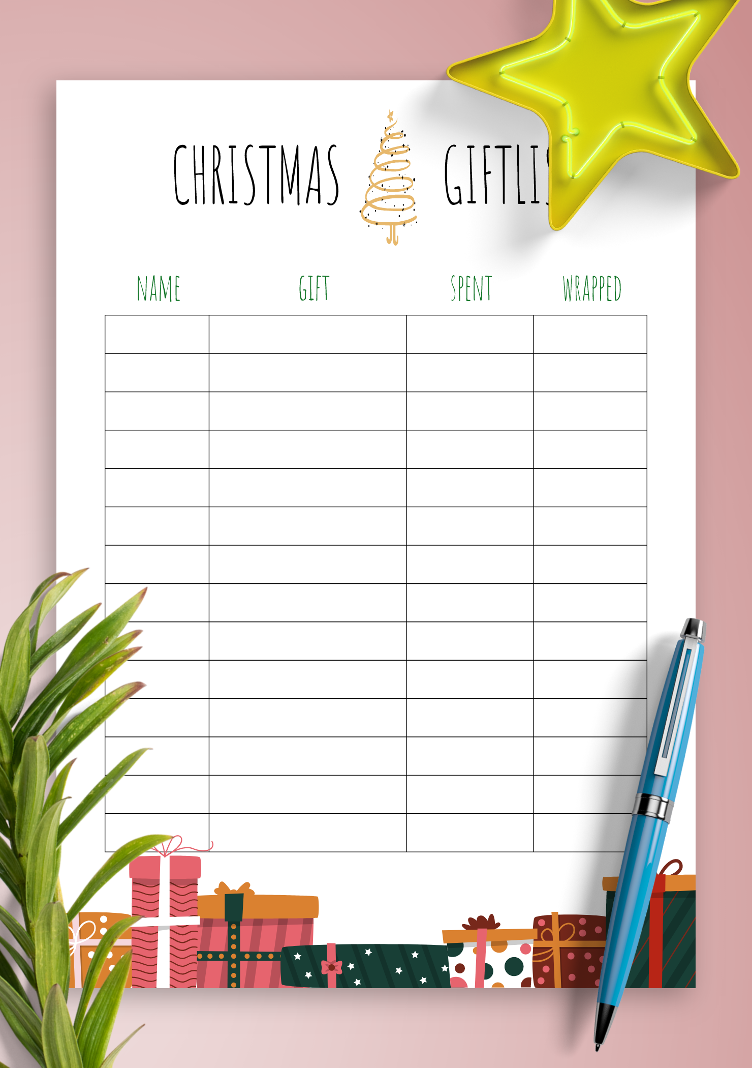 printable christmas shopping lists