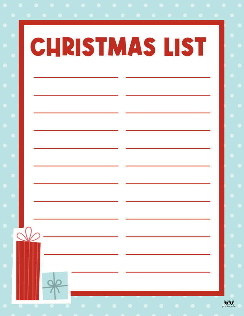 printable christmas shopping lists
