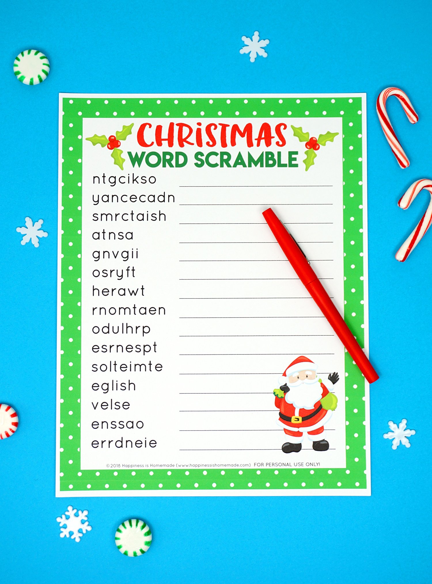 printable christmas word scramble