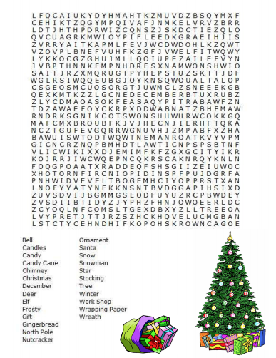 printable christmas word search difficult